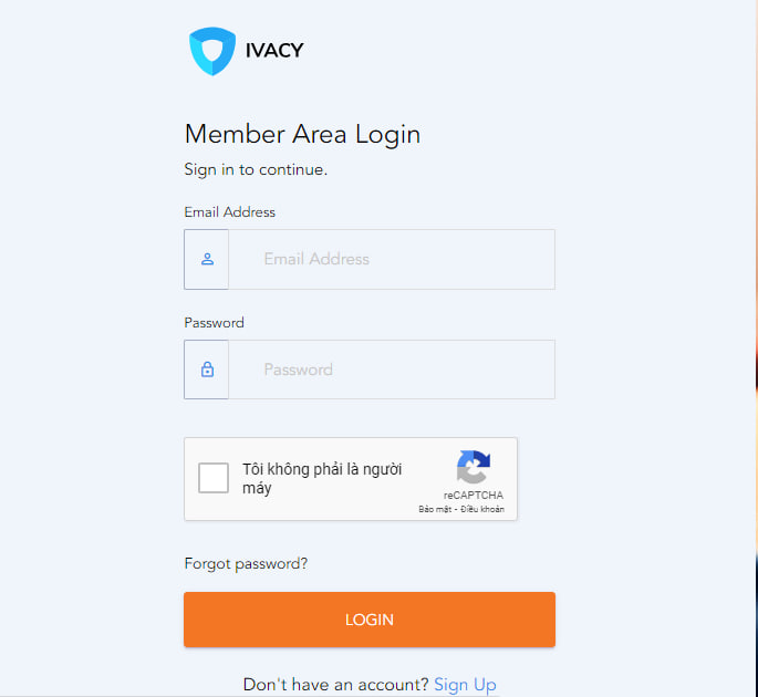 Thực hiện đăng ký tài khoản IvacyVPN, đăng nhập ứng dụng Ivacy