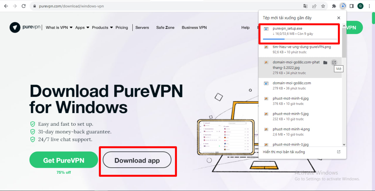 Hướng dẫn tải app PureVPN về máy tính